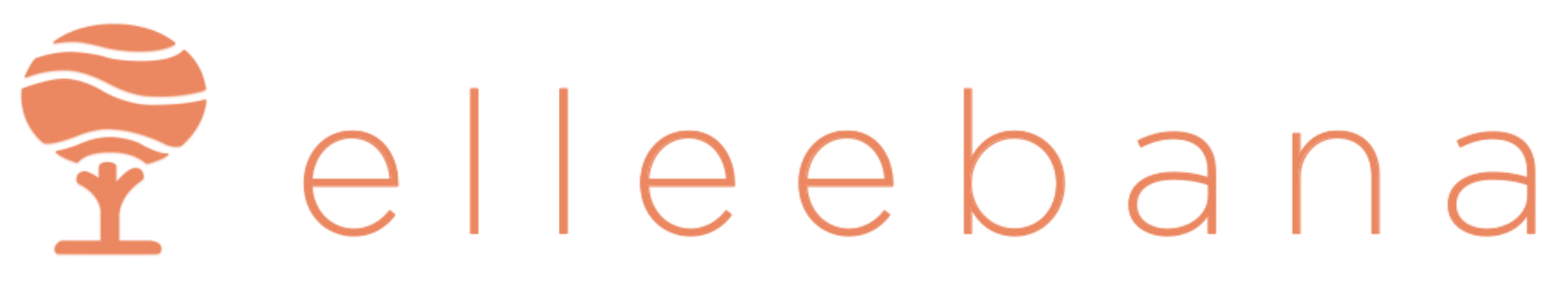 The Elleebana logo, featuring an orange stylized tree icon next to the brand name in a matching orange sans-serif font.
