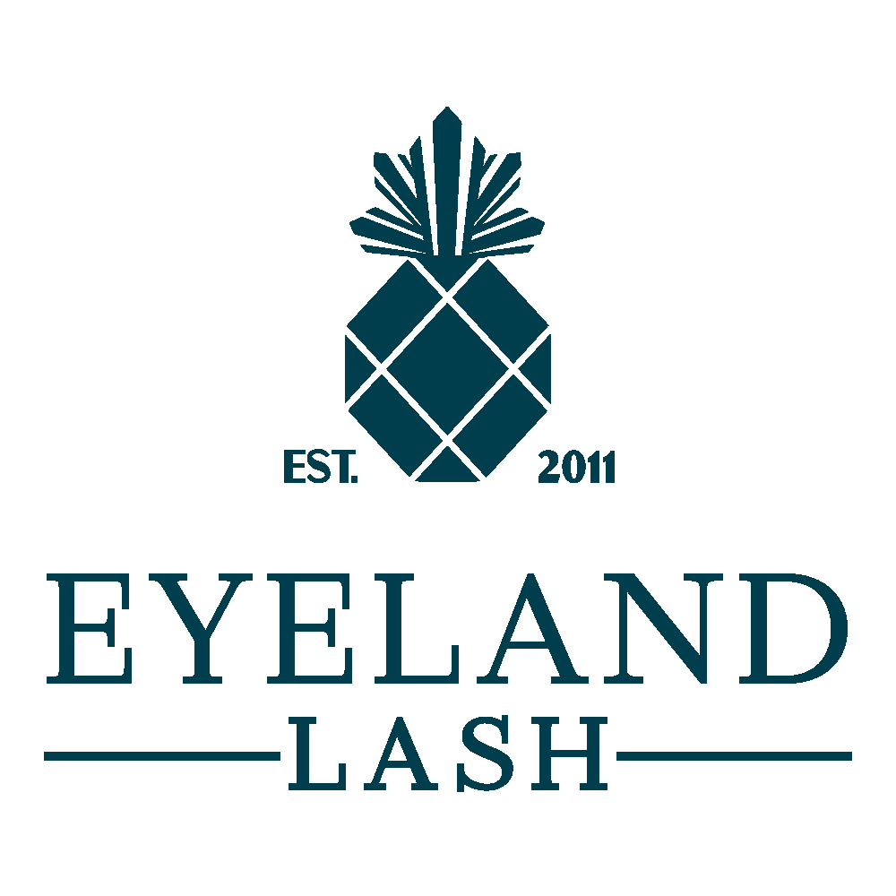 The logo for eyeland lash has a pineapple on it