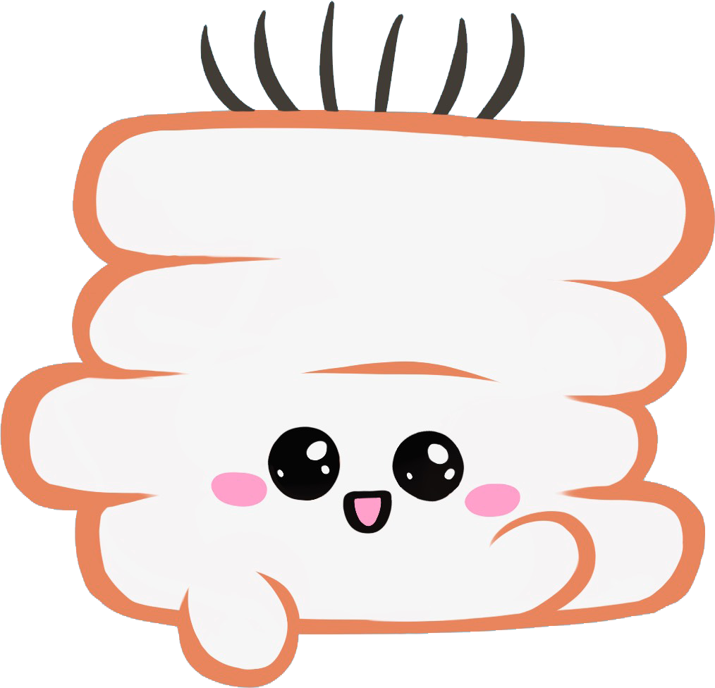A cartoon drawing of a marshmallow with a smiling face