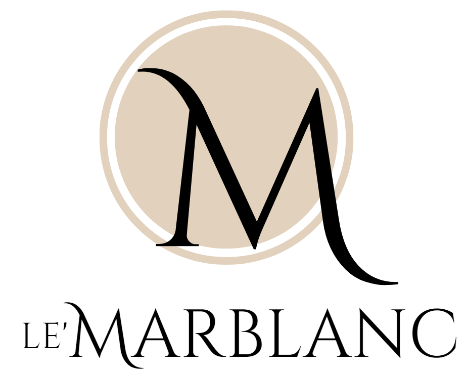 A logo for le marblanc with a letter m in a circle