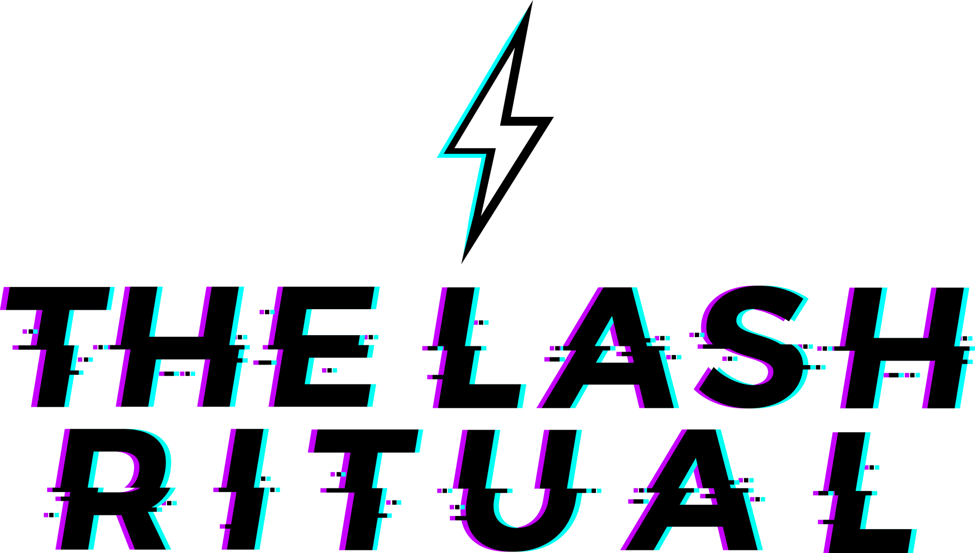 A logo for the lash ritual with a lightning bolt.