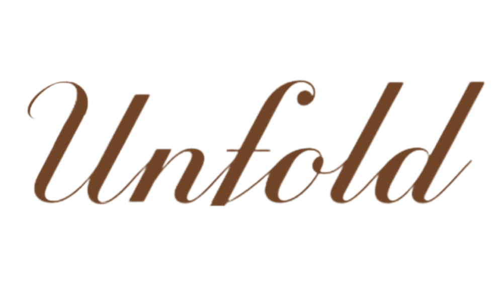 The word unfold that is on a white background