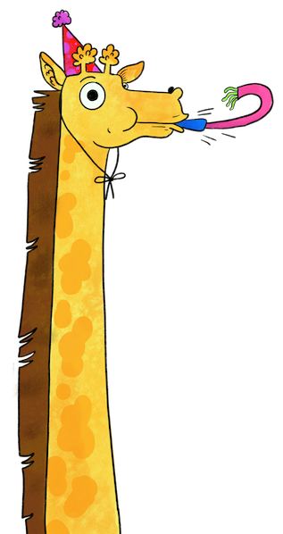 Image of giraffe in a party hat for party animal publishing partners