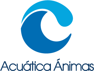 Acuática Ánimas logo: blue wave icon above the text “Acuática Ánimas”