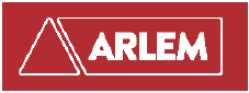 Logo con triangolo bianco e scritta "ARLEM" su sfondo rosso.