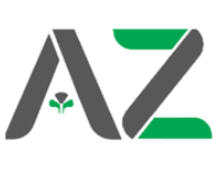 Logo "AZ" grigio e verde con un elemento floreale all'interno della A.