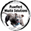 A logo for pawfect waste solutions with a picture of a dog