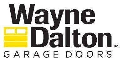 The logo for wayne dalton garage doors is black and yellow.
