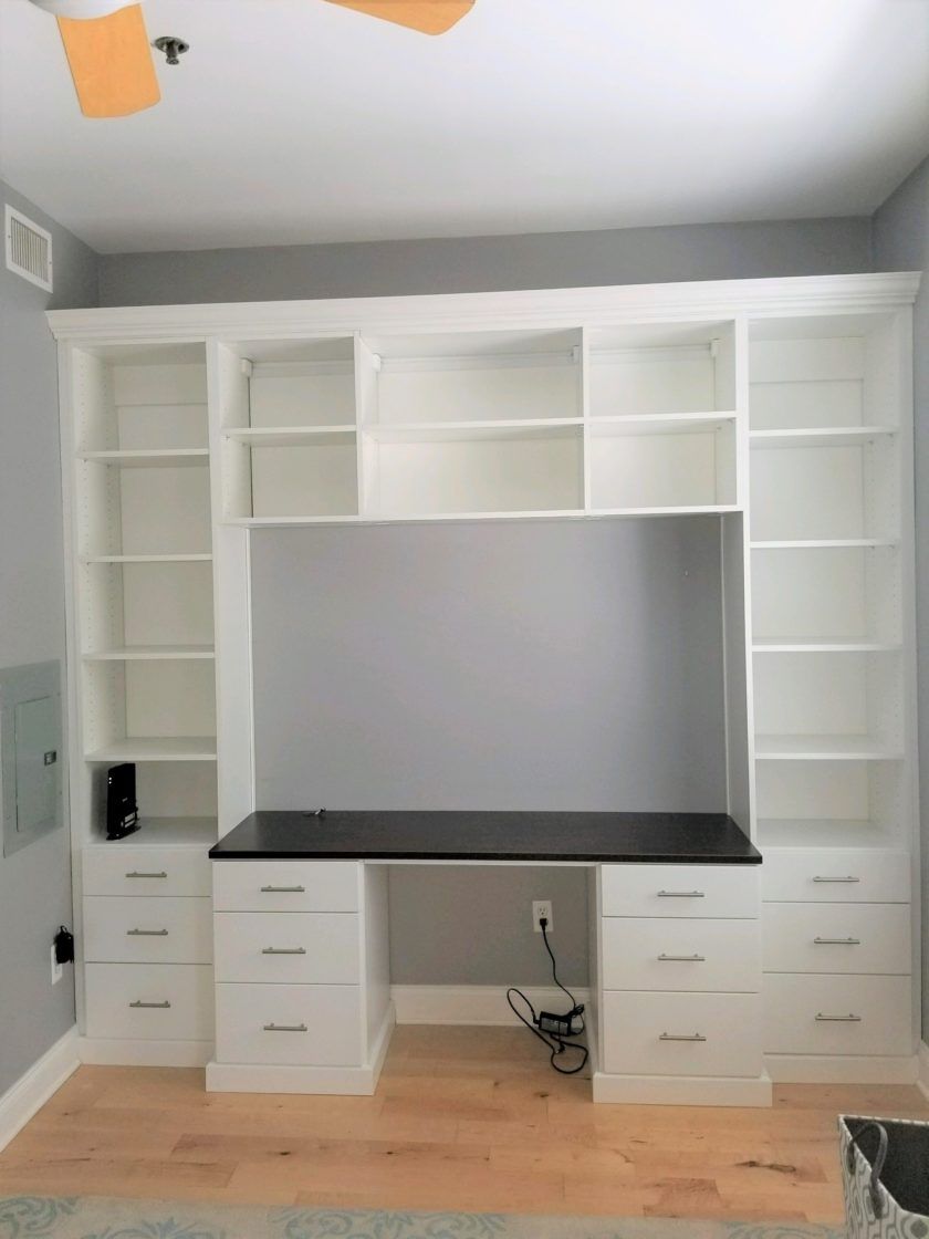 This Hoboken, NJ built-in includes a desk with drawers. Perfect for working from home!
