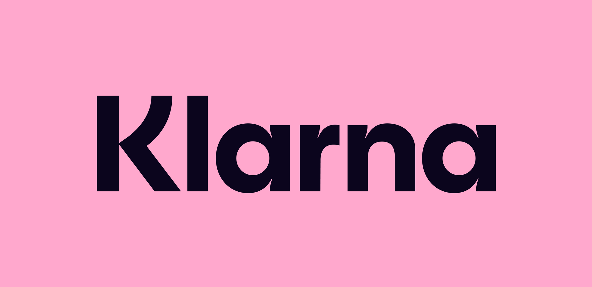 Klarna logo in dark text on a pink background