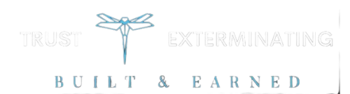 The logo for Trust Exterminating Built and Earned has a dragonfly on it.