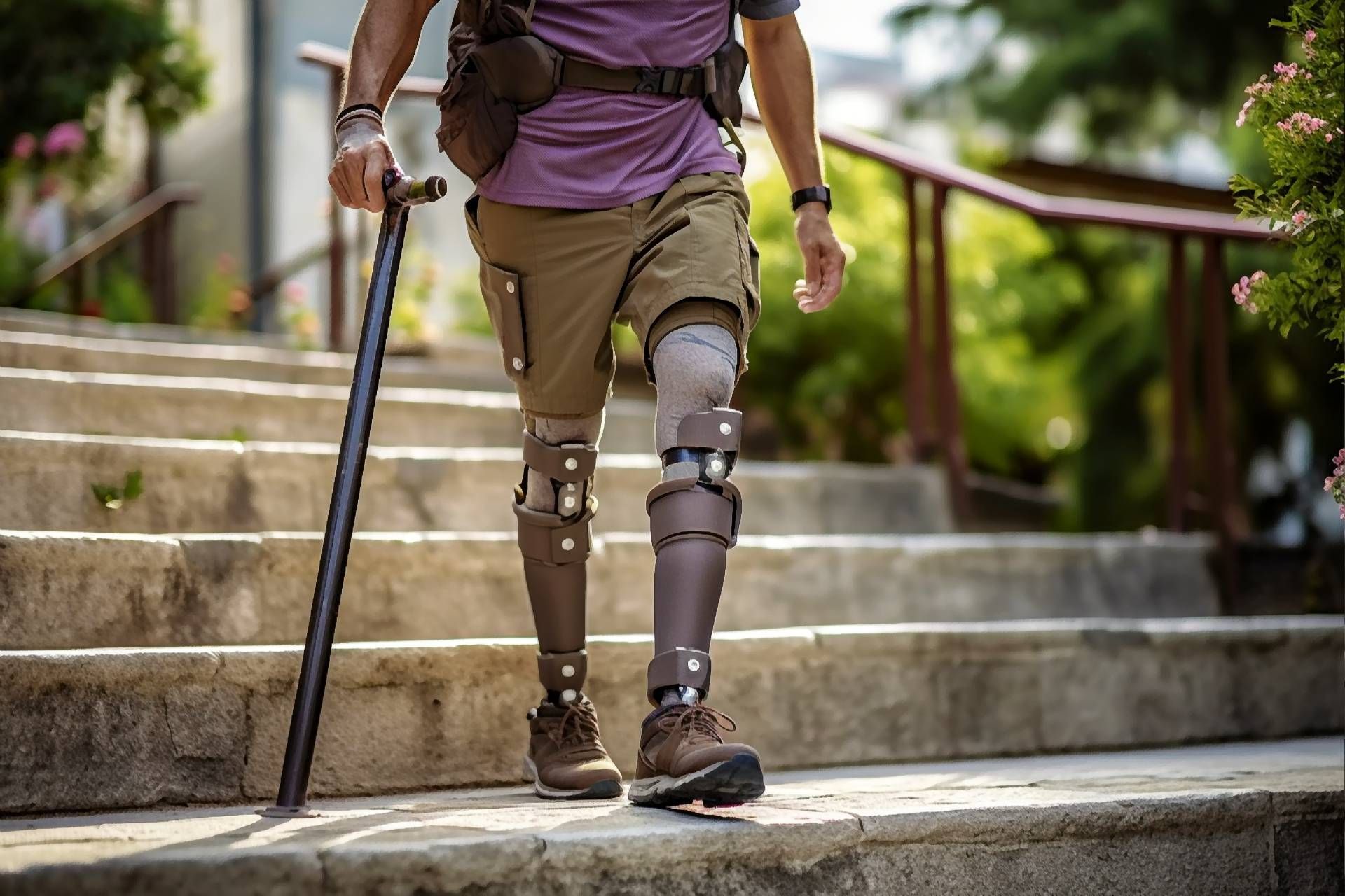 A prosthetic user with an artificial leg near Edgewood, Kentucky (KY) and Lawrenceburg, Indiana (IN)