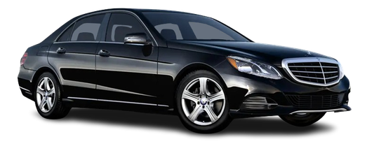 A black mercedes benz is shown on a white background.