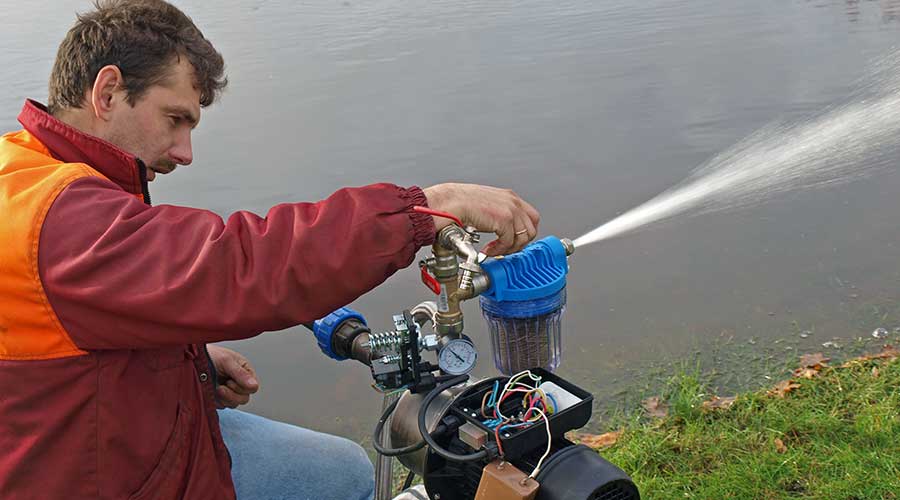 Mechanic testing the water pump