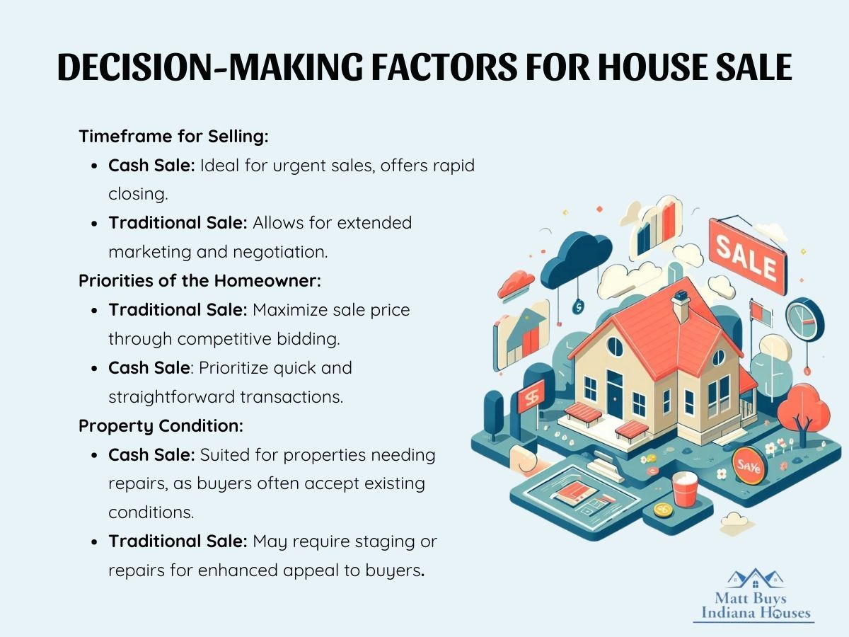 infographic illustration on decision making factors for a house sale