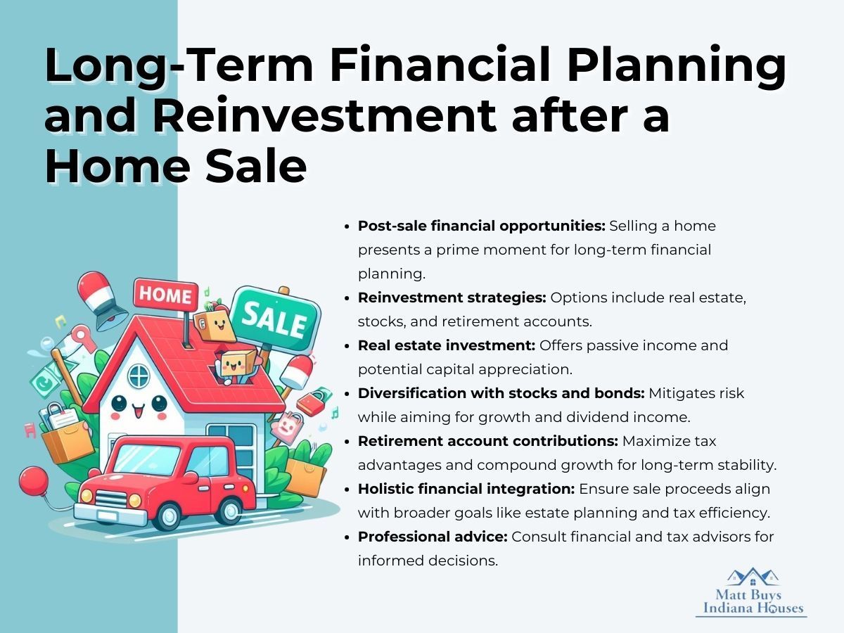 infographic illustration on Long-Term Financial Planning and Reinvestment after a Home Sale