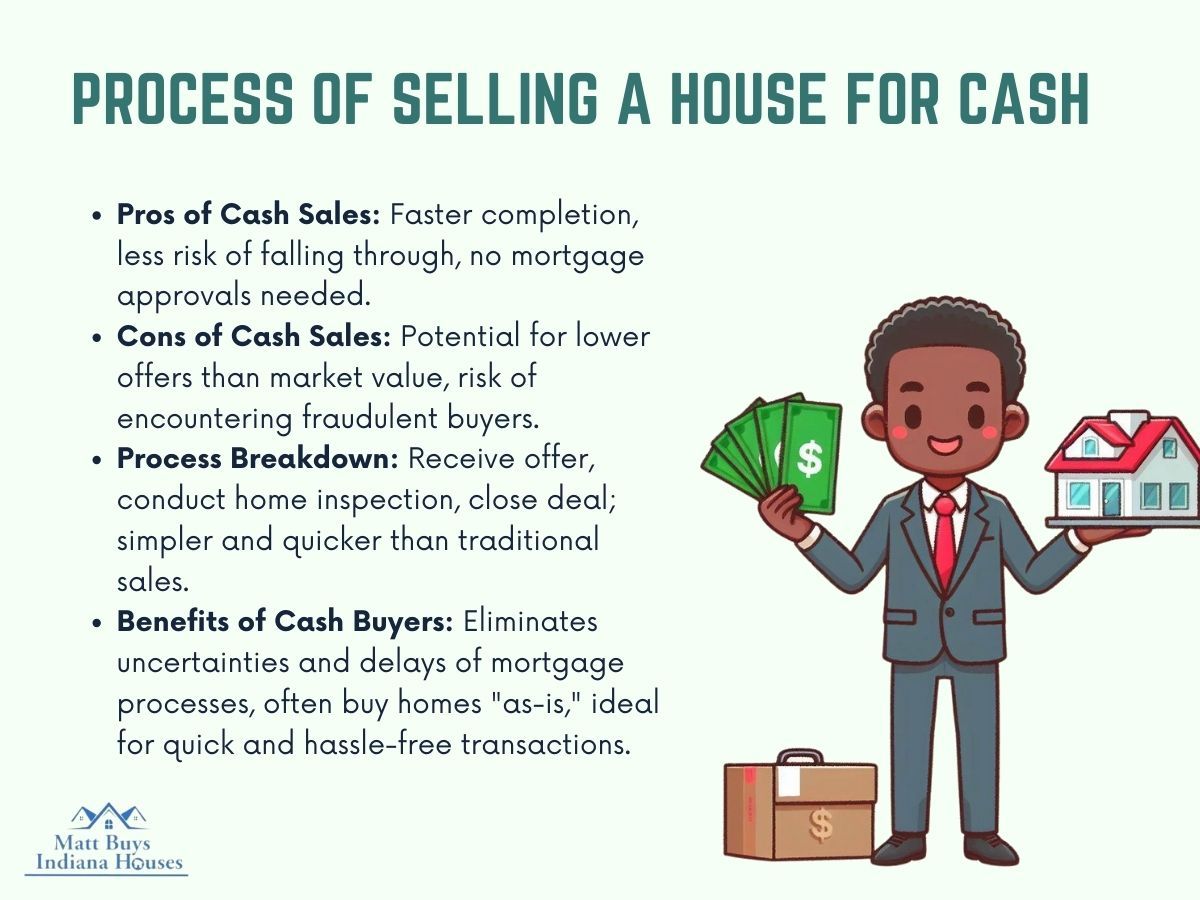 infographic illustration on the process of selling a house for cash