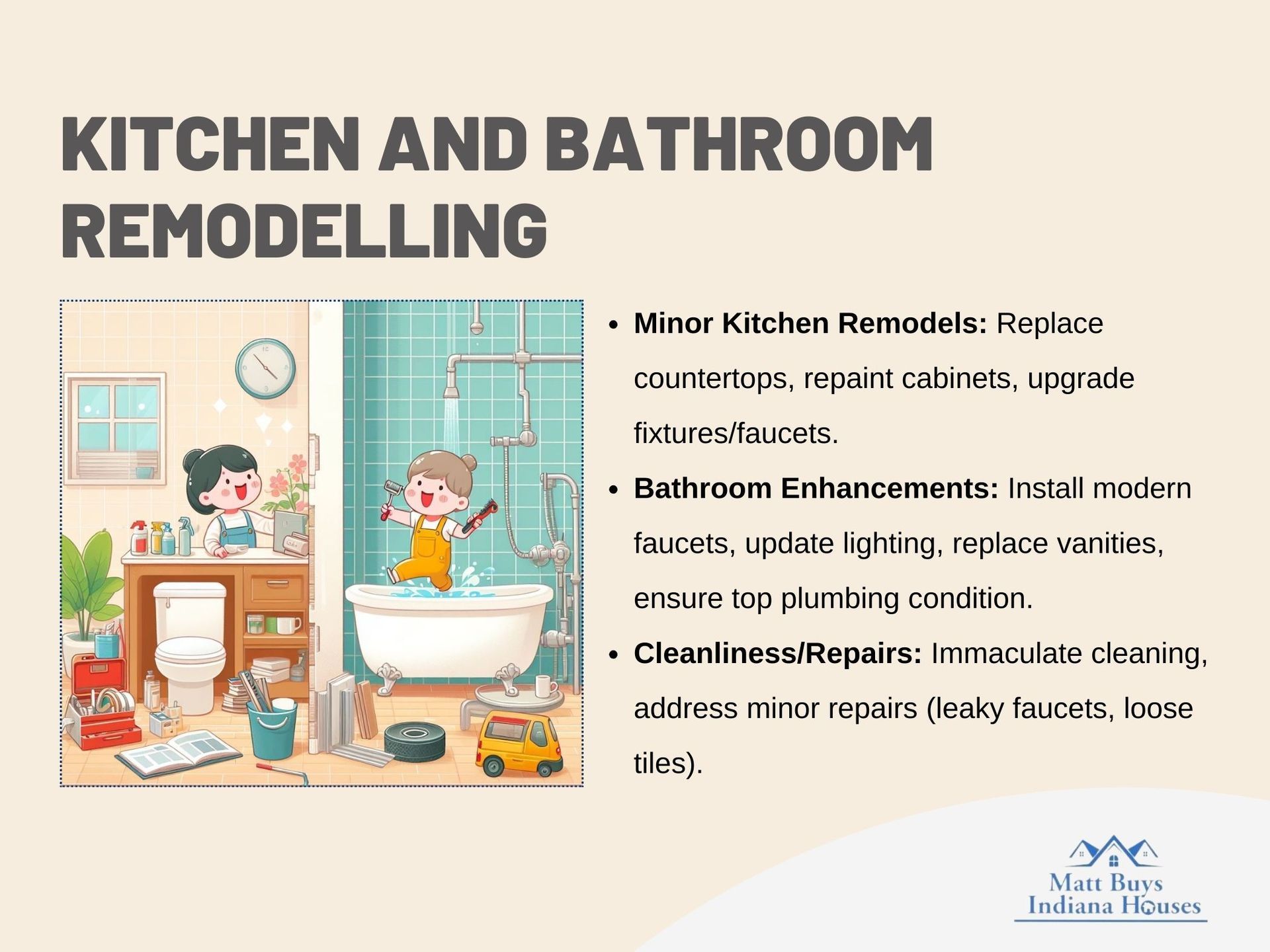 infographic illustration of a kitchen and bathroom remodeling .