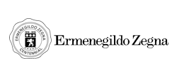 Ermenegildo Zegna logo: Seal with text and emblem next to the brand name in black.