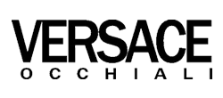 Versace eyewear logo in black text, with 