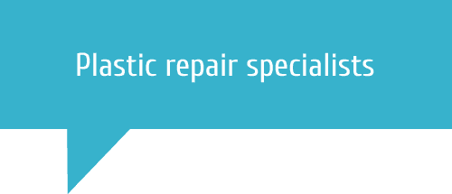 Plastic repair specialists speech bubble