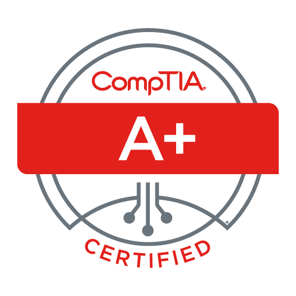 Comptia a+ certified logo on a white background