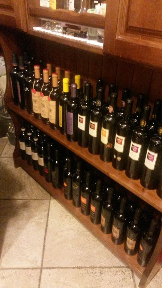 wine bottles on display