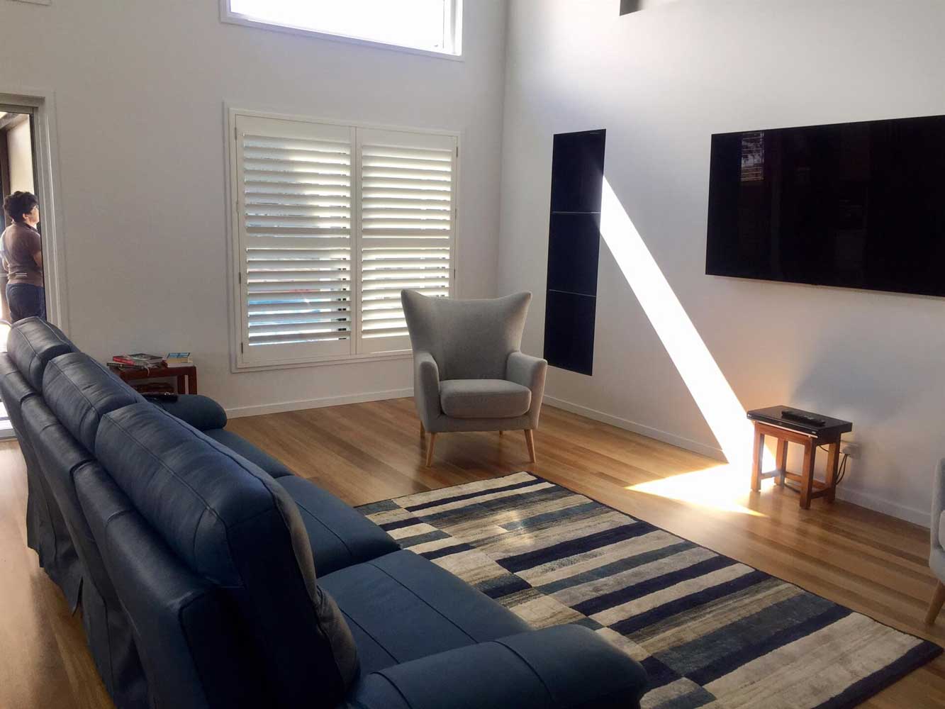 Living room With Shutters— Screens & Blinds in Thabeban, QLD