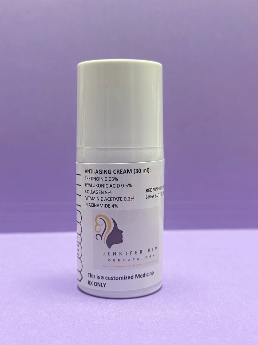 White cylindrical skincare product bottle.