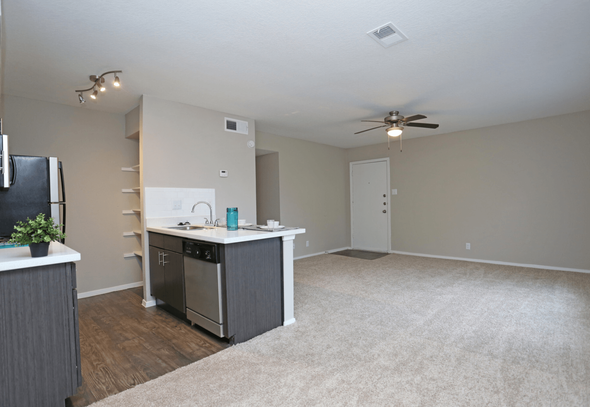 country place apartments living room and kitchen