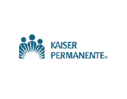 Kaiser Permanente logo: three silhouetted figures with sun rays, next to the words 