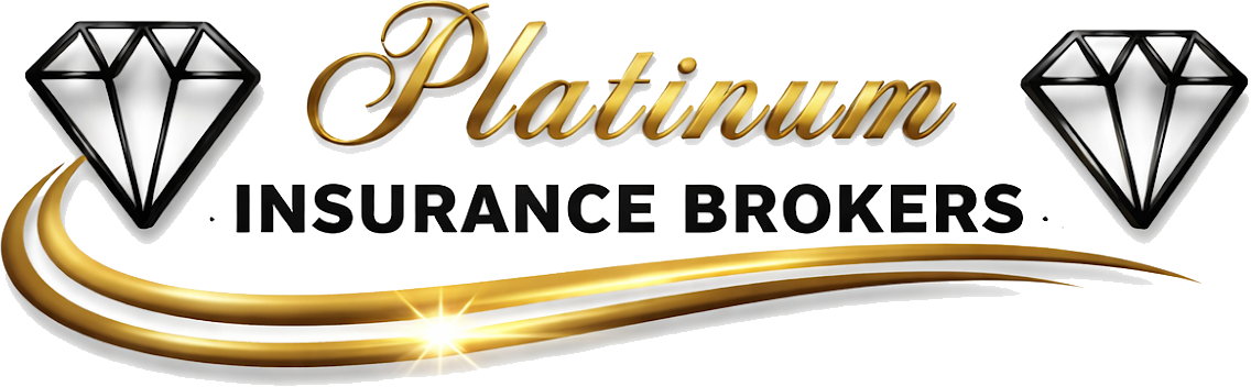 Logo for Platinum Insurance Brokers with diamond shapes and gold accents.