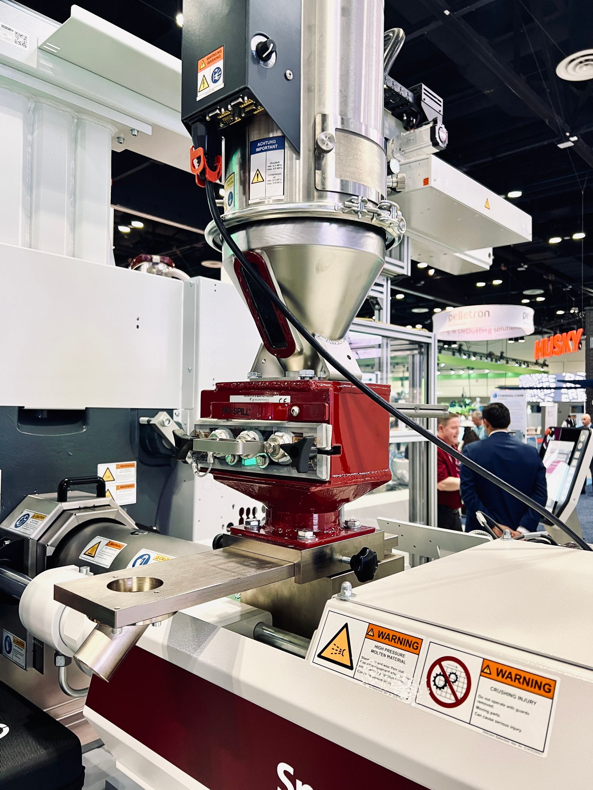 Bunting FF Drawer Magnet below a hopper for plastics processing 