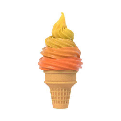 soft serve ice cream in a cone mango
