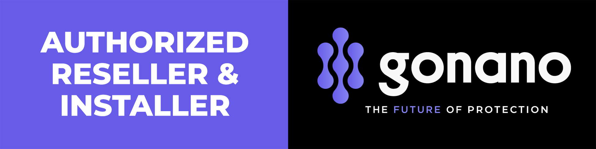 A logo for authorized reseller and installer for gonano