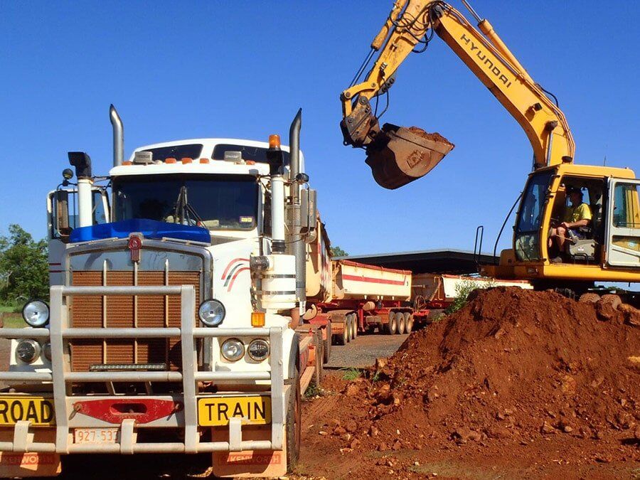 Road Train Being Loaded — Lavercombe Quarries In Virginia, NT