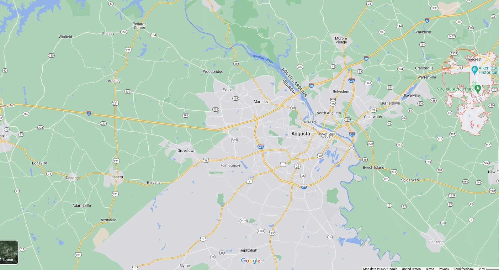 Augusta Map | Augusta, GA | ZML Exterior Home Care LLC