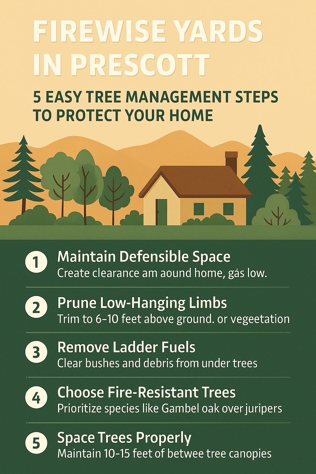 Firewise yards in prescott : 5 easy tree management steps to protect your home