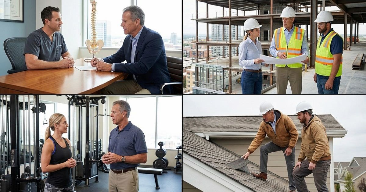 Vice President of Operations Craig Corbel meeting with new clients at the place of business to discuss prices and packages options.