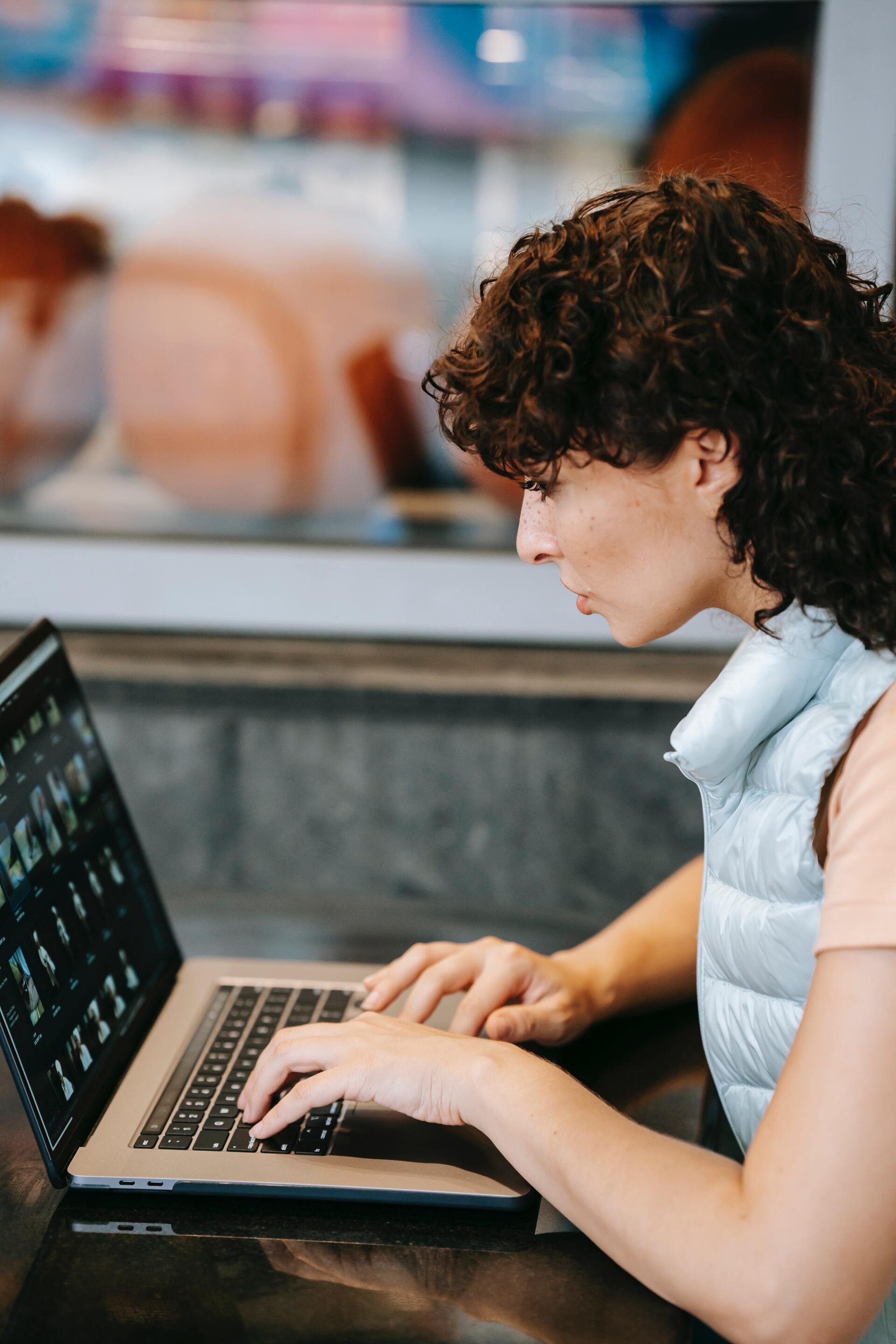 virtual memorial service woman on laptop