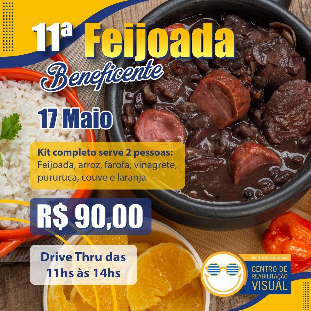 Vem aí a 11ª Feijoada Beneficente do Instituto dos Cegos de Rio Preto!
Durante o sábado 17 de maio