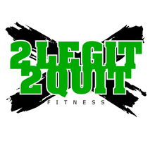 2 Legit 2001 Fitness logo in green and black with a bold X background