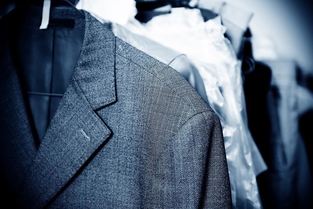 A Close Up of a Suit Jacket Hanging on a Rack — Bonanno's Menswear in Fairy Meadow, NSW