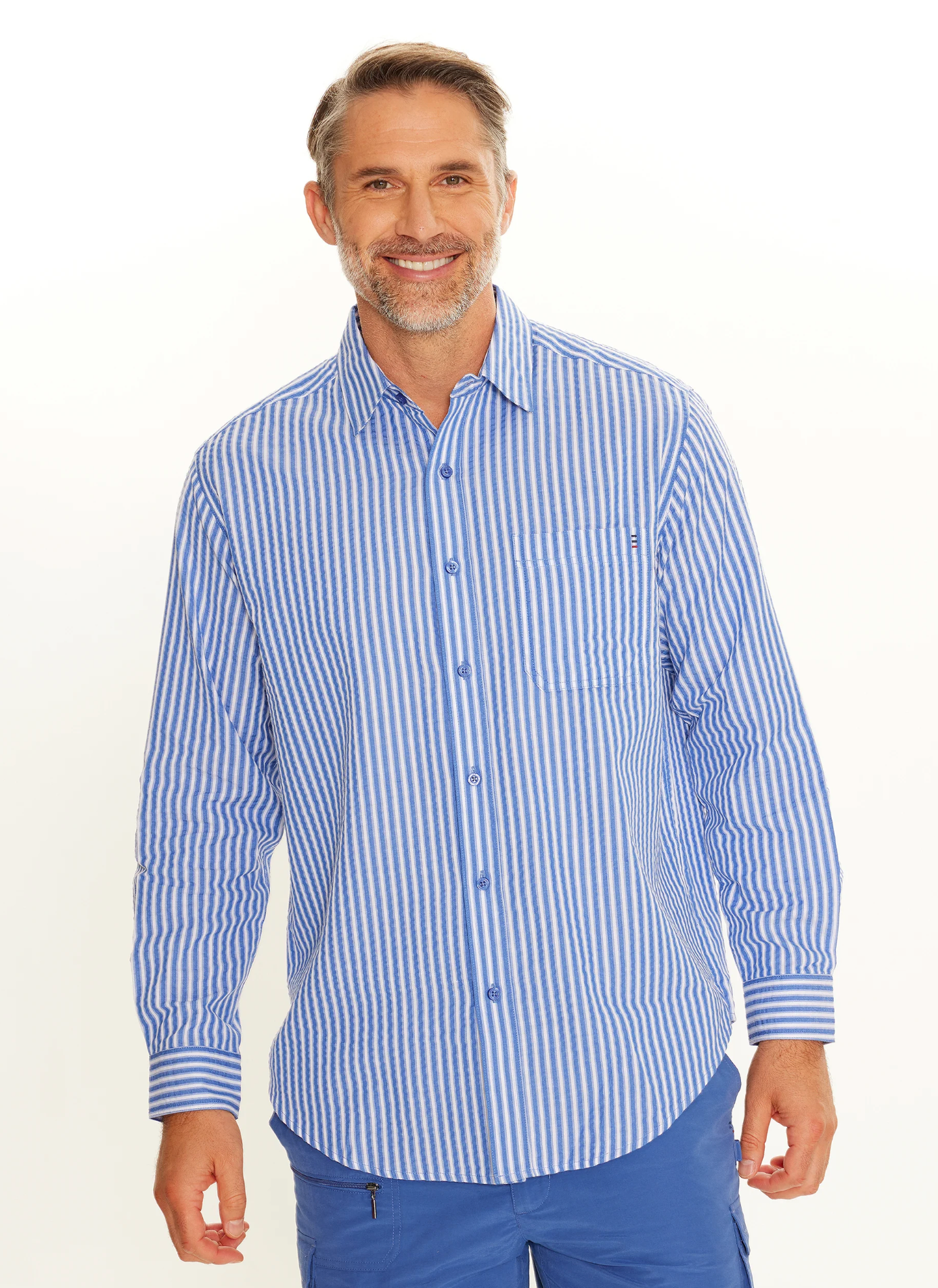 Blue Striped Shirt — Bonanno's Menswear in Fairy Meadow, NSW