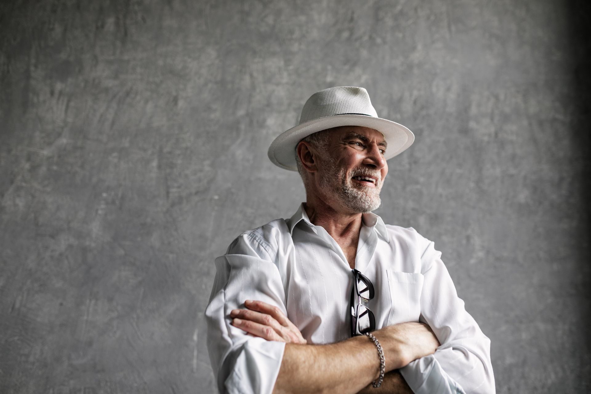 Older man in fedora hat — Bonanno's Menswear in Fairy Meadow, NSW