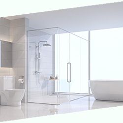 Une salle de bain avec douche à l'italienne, WC, baignoire et miroir.