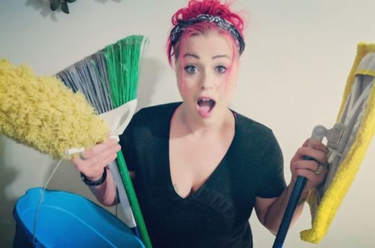 Crestview Residential and Commercial Cleaning — Woman with Cleaning Materials in Crestview, FL