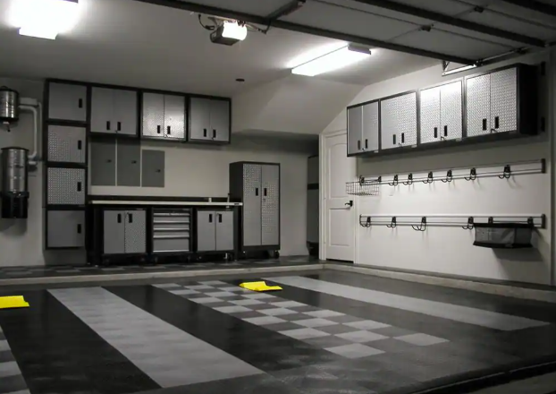 A before and after picture of a room with a wooden floor.