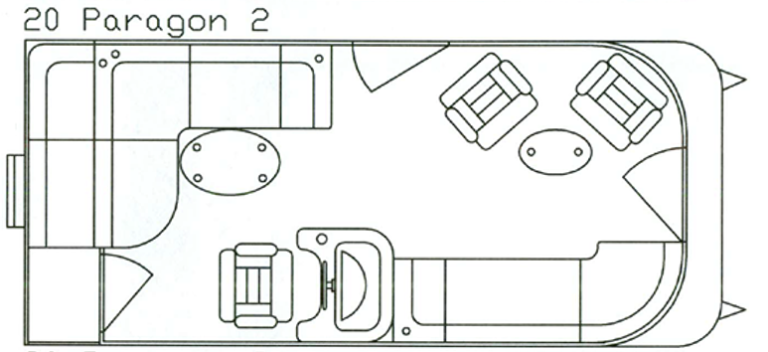 Top-down view of a boat interior layout, labeled 