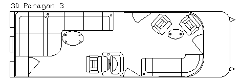 Floor plan of a recreational vehicle (RV) interior, labeled 
